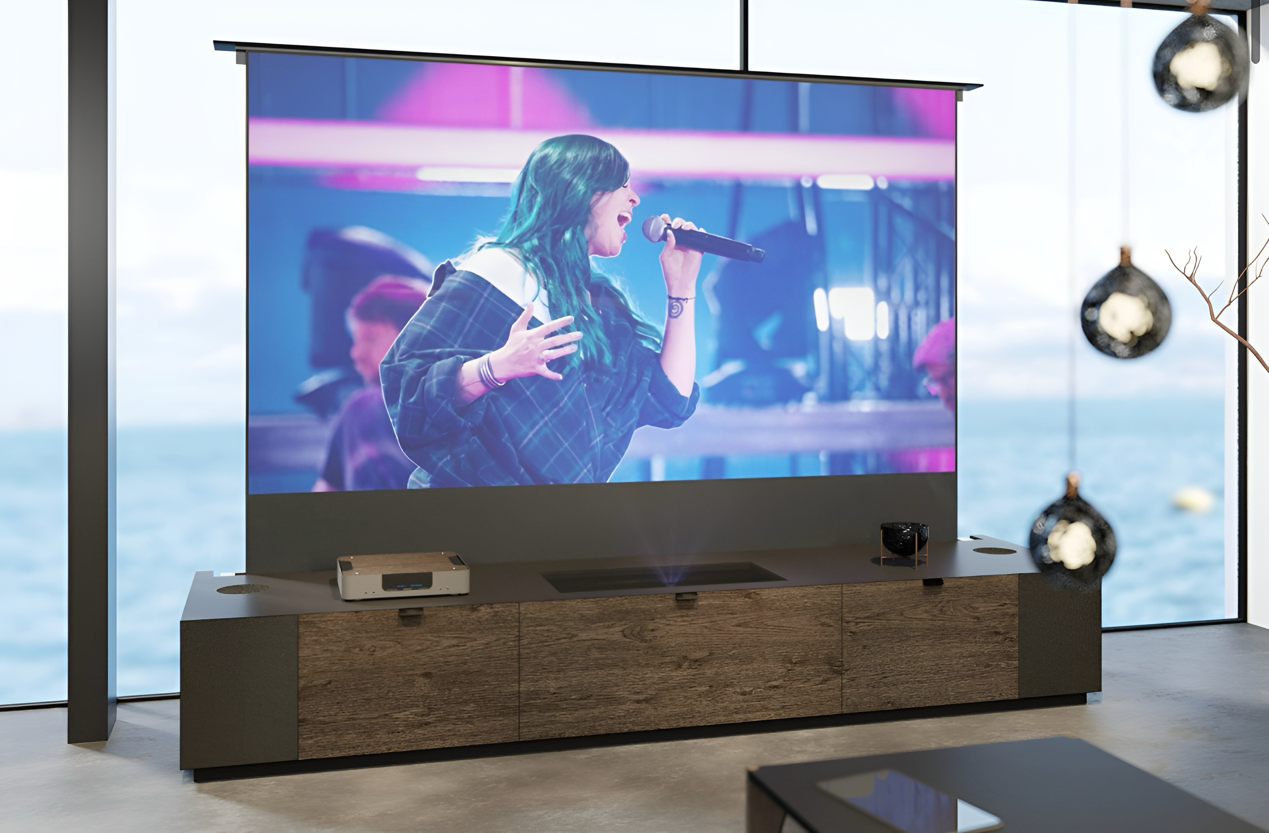 SwissHD Panorama TV Leinwand The Premiere Samsung Möbel Sound